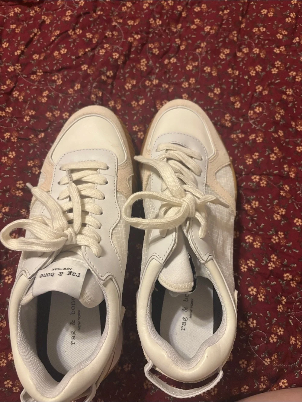 rag & bone White and Gum Low-Top Sneakers